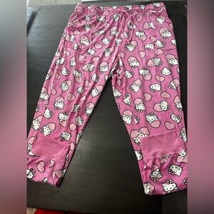Hello Kitty Pink Women's Pajama Pants Hearts Drawstring Comfy Cute Soft Medium